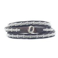 Wrap Bracelet in Dark Brown and Silver beads