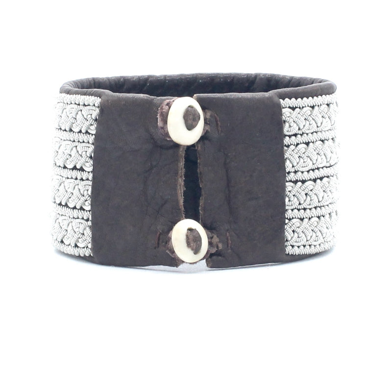 Lace Cuff in Dark Brown Small 6 1/2"