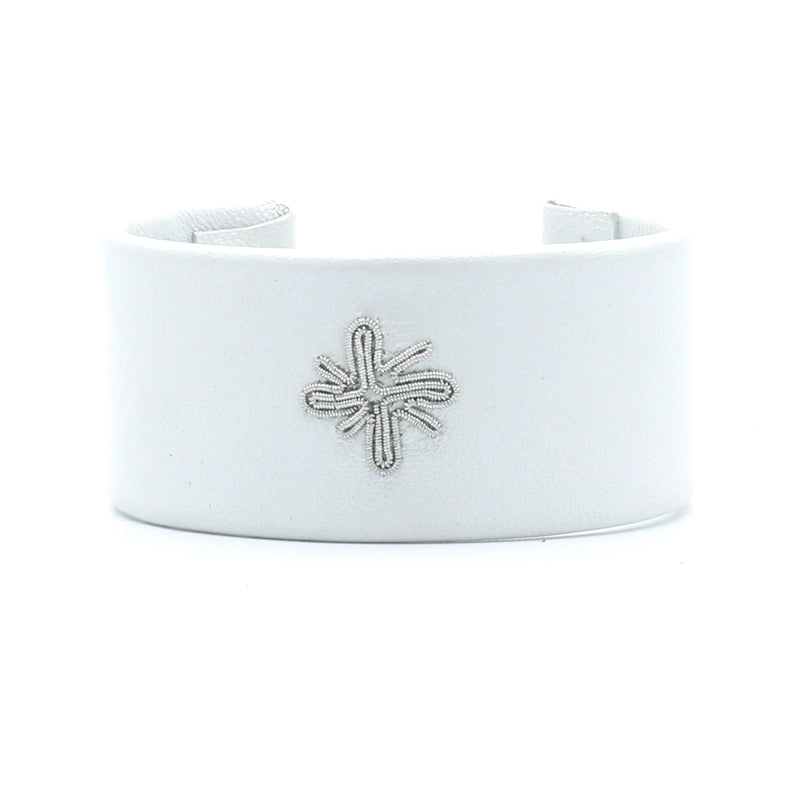 Snowflake Stiff Cuff in White