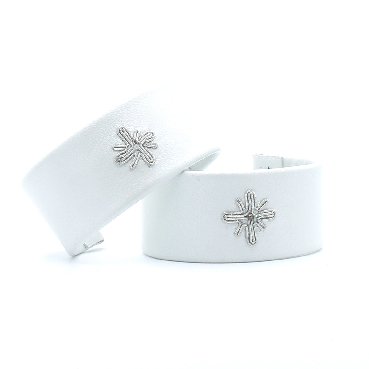 Snowflake Stiff Cuff in White