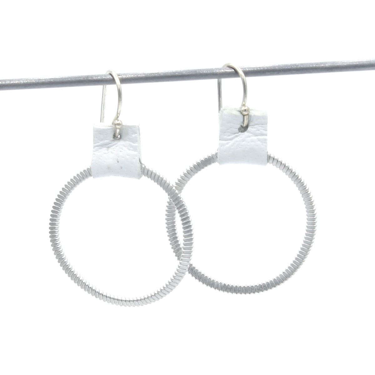Flat Coil Hoop Earrings White