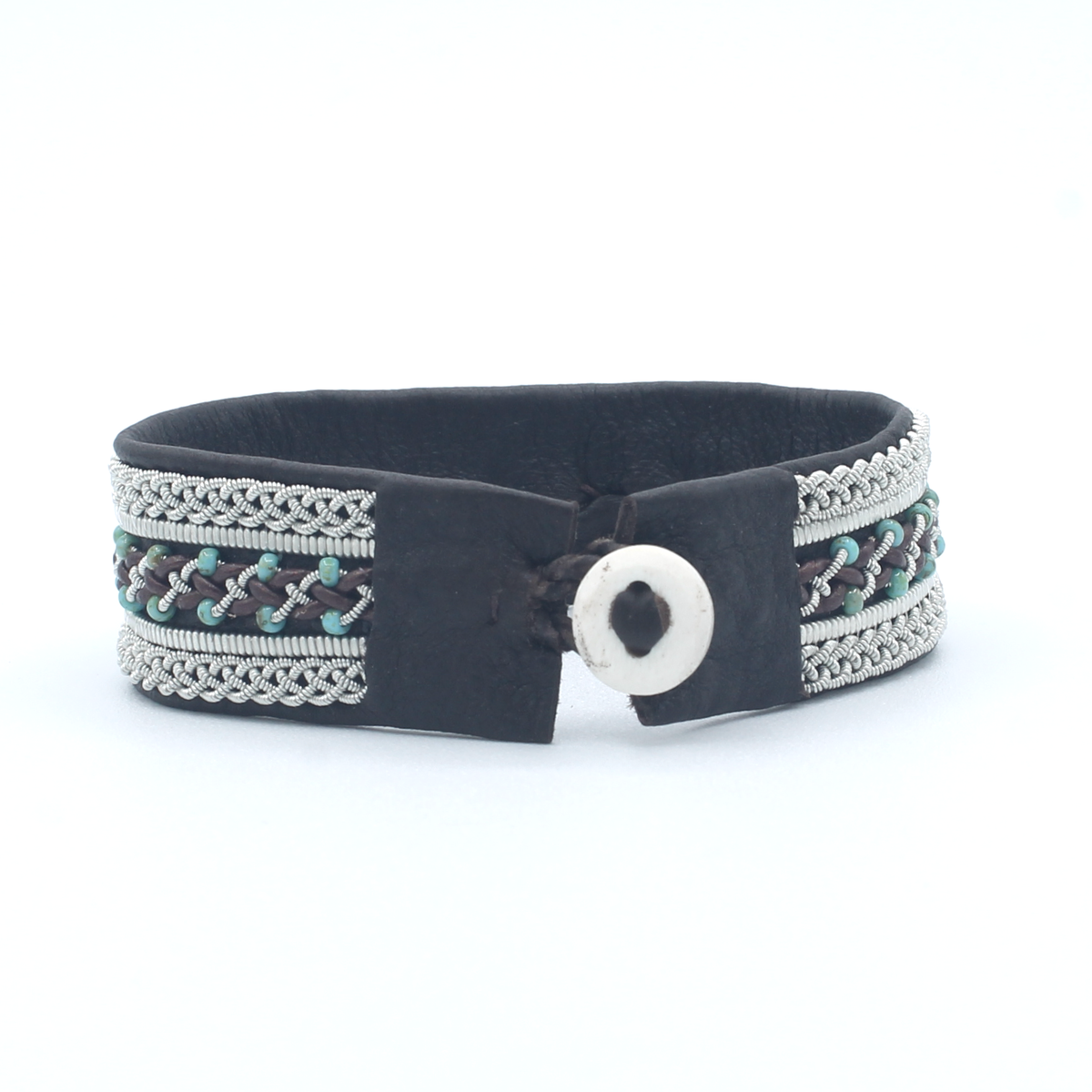 Sierra Dark Brown/White with Turquoise Beads